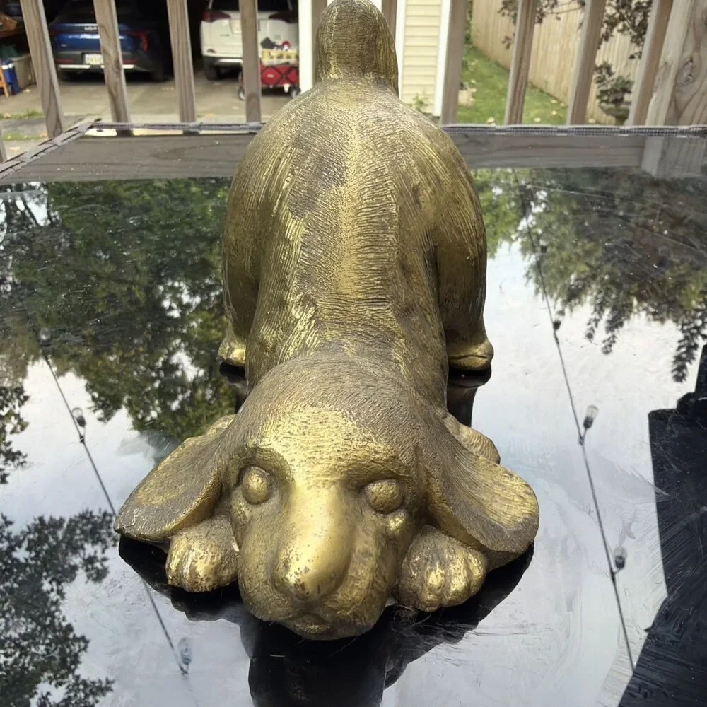 VTG Brass Spelter PM Craftsman Cocker Spaniel Puppy Bookend/Door Stop